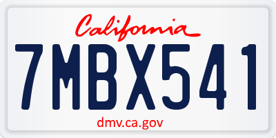 CA license plate 7MBX541