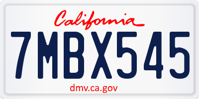CA license plate 7MBX545