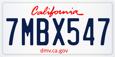 CA license plate 7MBX547