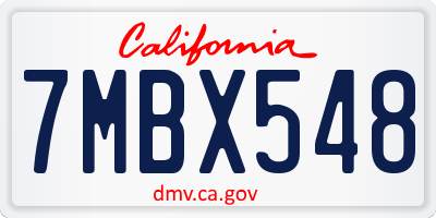 CA license plate 7MBX548