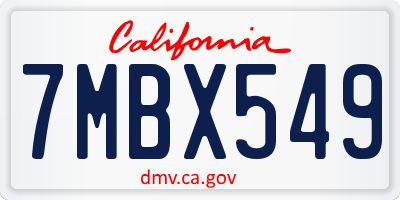 CA license plate 7MBX549