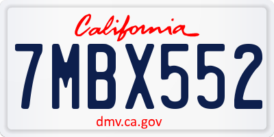 CA license plate 7MBX552