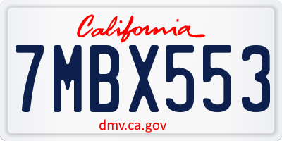CA license plate 7MBX553