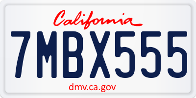 CA license plate 7MBX555
