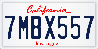 CA license plate 7MBX557