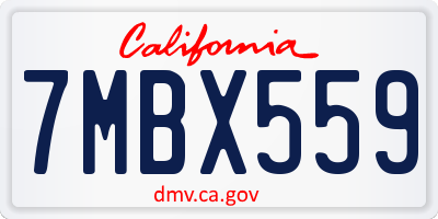 CA license plate 7MBX559