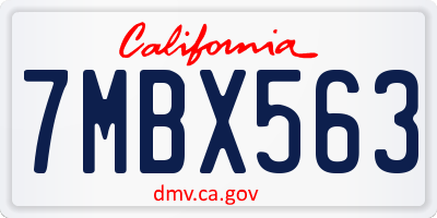 CA license plate 7MBX563