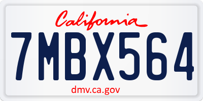 CA license plate 7MBX564