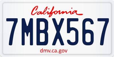 CA license plate 7MBX567