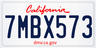 CA license plate 7MBX573