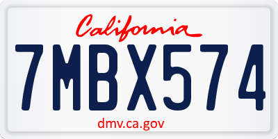 CA license plate 7MBX574