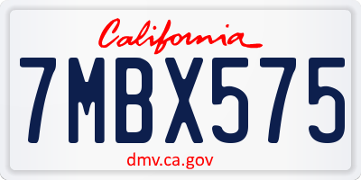 CA license plate 7MBX575