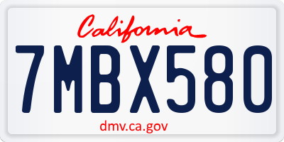 CA license plate 7MBX580