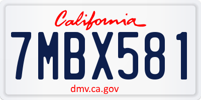 CA license plate 7MBX581
