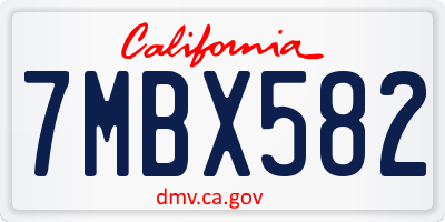 CA license plate 7MBX582