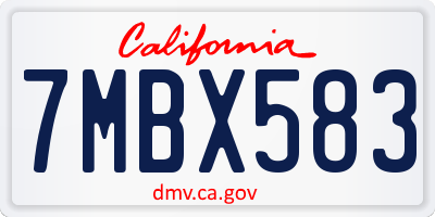 CA license plate 7MBX583