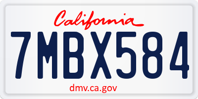 CA license plate 7MBX584
