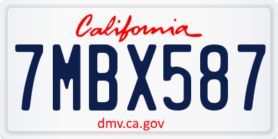 CA license plate 7MBX587
