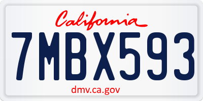 CA license plate 7MBX593