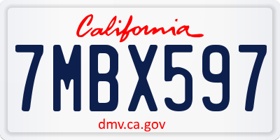 CA license plate 7MBX597