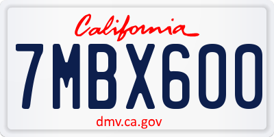 CA license plate 7MBX600