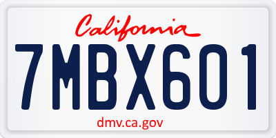 CA license plate 7MBX601