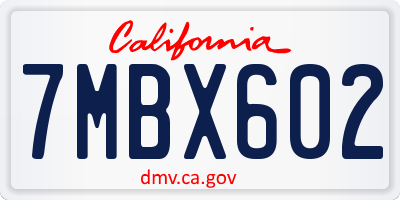 CA license plate 7MBX602