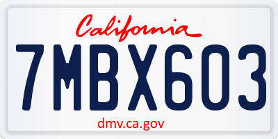 CA license plate 7MBX603