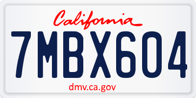 CA license plate 7MBX604