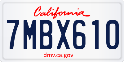 CA license plate 7MBX610