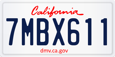 CA license plate 7MBX611
