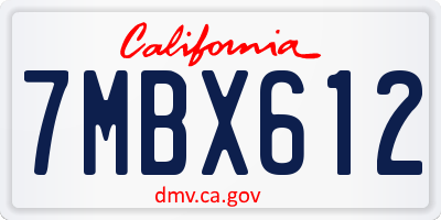 CA license plate 7MBX612