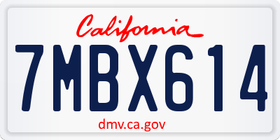 CA license plate 7MBX614