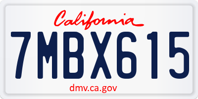 CA license plate 7MBX615