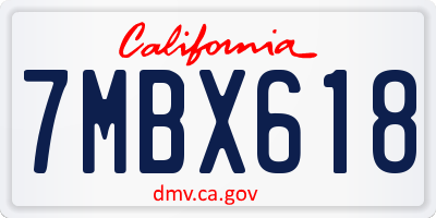 CA license plate 7MBX618