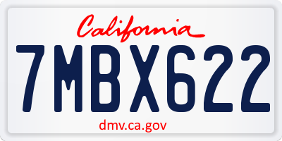 CA license plate 7MBX622