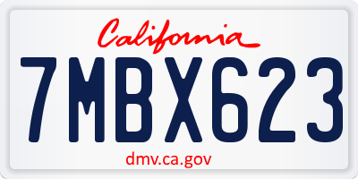 CA license plate 7MBX623