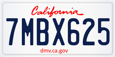 CA license plate 7MBX625