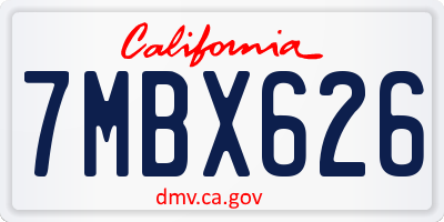 CA license plate 7MBX626