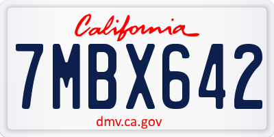 CA license plate 7MBX642