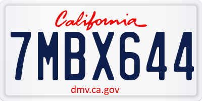 CA license plate 7MBX644