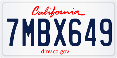 CA license plate 7MBX649