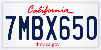 CA license plate 7MBX650