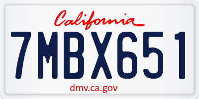 CA license plate 7MBX651