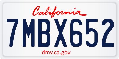 CA license plate 7MBX652