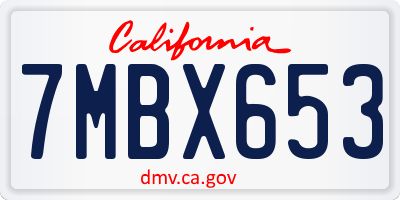 CA license plate 7MBX653
