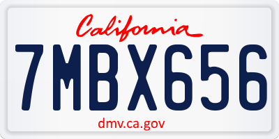 CA license plate 7MBX656