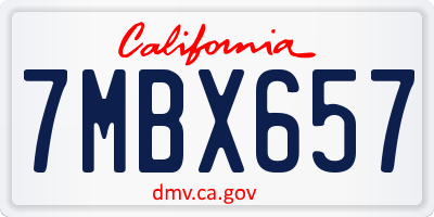 CA license plate 7MBX657