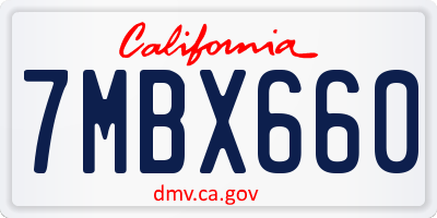CA license plate 7MBX660