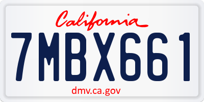CA license plate 7MBX661
